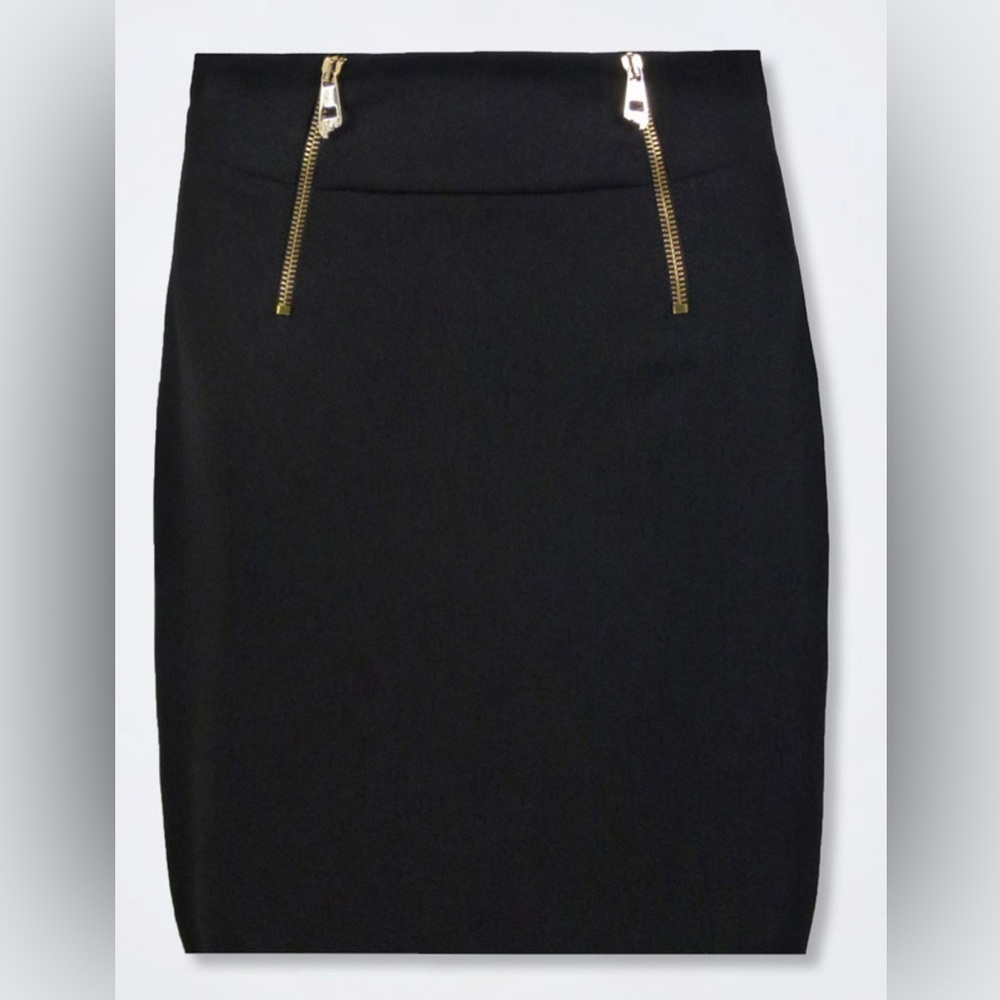 Versace Collection black pencil skirt gold zipper